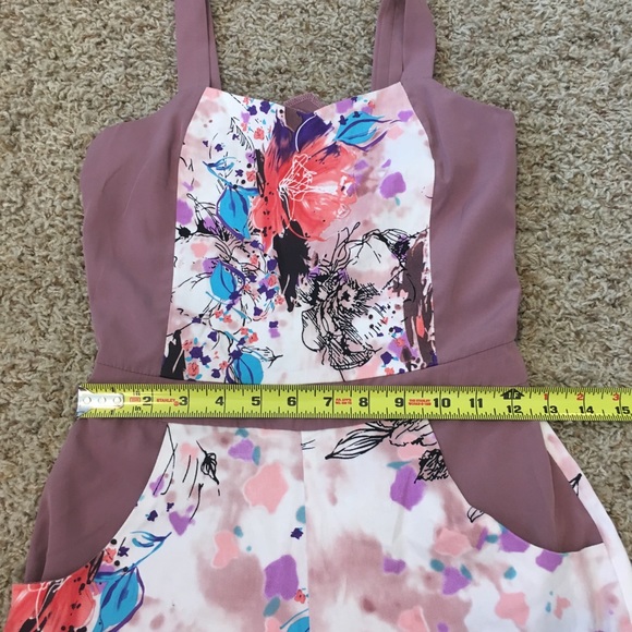 Dapper Sz 1 Floral Shorts Romper Pink Mauve Pocket - Picture 7 of 8